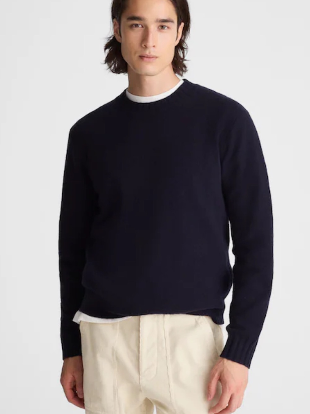Madewell Men’s Navy Crewneck Sweater in Heritage Merino Wool Preppy Size Medium